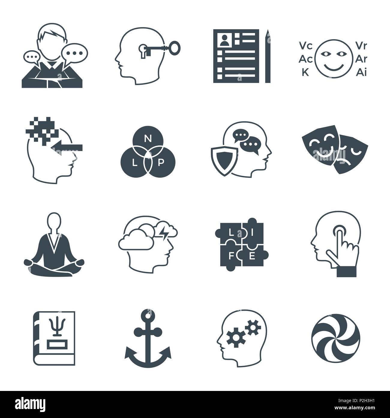 Digitale Vektor neuro linguistische Programmierung Icon Set Stock Vektor