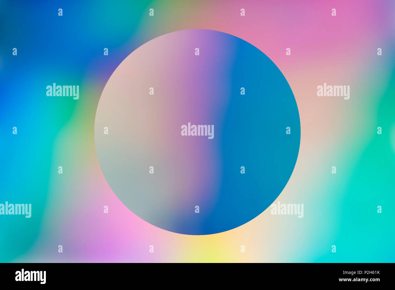 Spektrum abstrakt vaporwave holographische Hintergrund mit Kreis, trendigen bunten Kulisse in Pastelltönen Neon farbe. Für kreatives Design, CD-Cover, Poster Stockfoto
