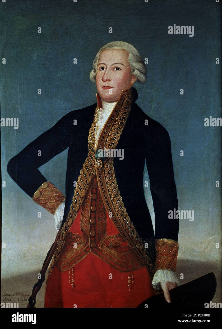 "Portrait von Gaspar Melchor de Jovellanos', 1799, Öl auf Leinwand, 114 x 84 cm. Autor: Antonio Carnicero (1748-1814). Lage: Museo Lázaro Galdiano - COLECCION, MADRID, SPANIEN. Stockfoto