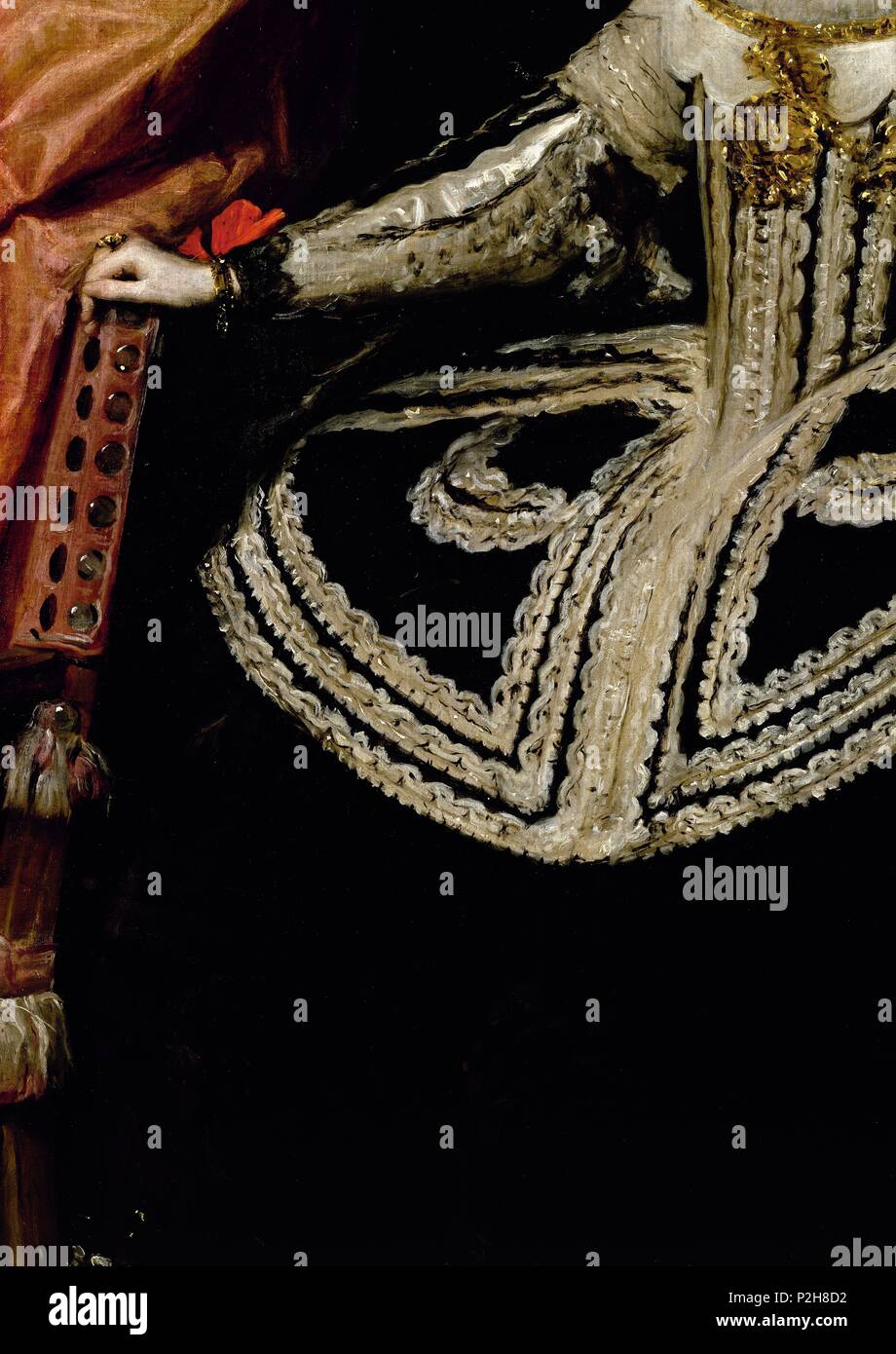 Bin ariana von Österreich. Königin von Spanien" (Detail), Ca. 1652, Spanish School, Öl auf Leinwand, P 01191. Autor: Diego Velázquez (1599-1660). Lage: Museo del Prado - PINTURA, MADRID, SPANIEN. Stockfoto