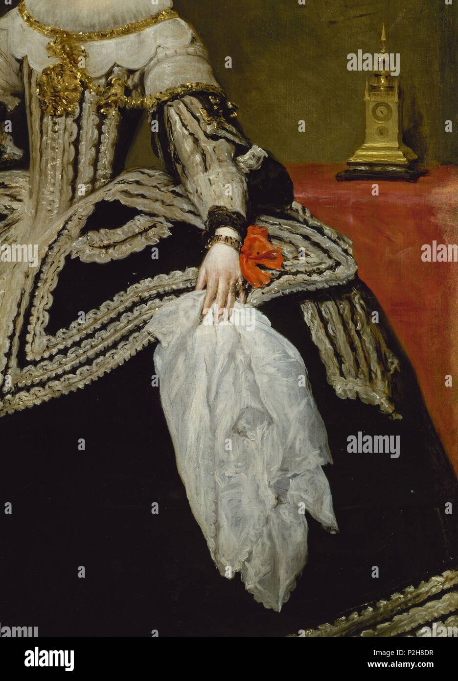 Bin ariana von Österreich. Königin von Spanien" (Detail), Ca. 1652, Spanish School, Öl auf Leinwand, P 01191. Autor: Diego Velázquez (1599-1660). Lage: Museo del Prado - PINTURA, MADRID, SPANIEN. Stockfoto