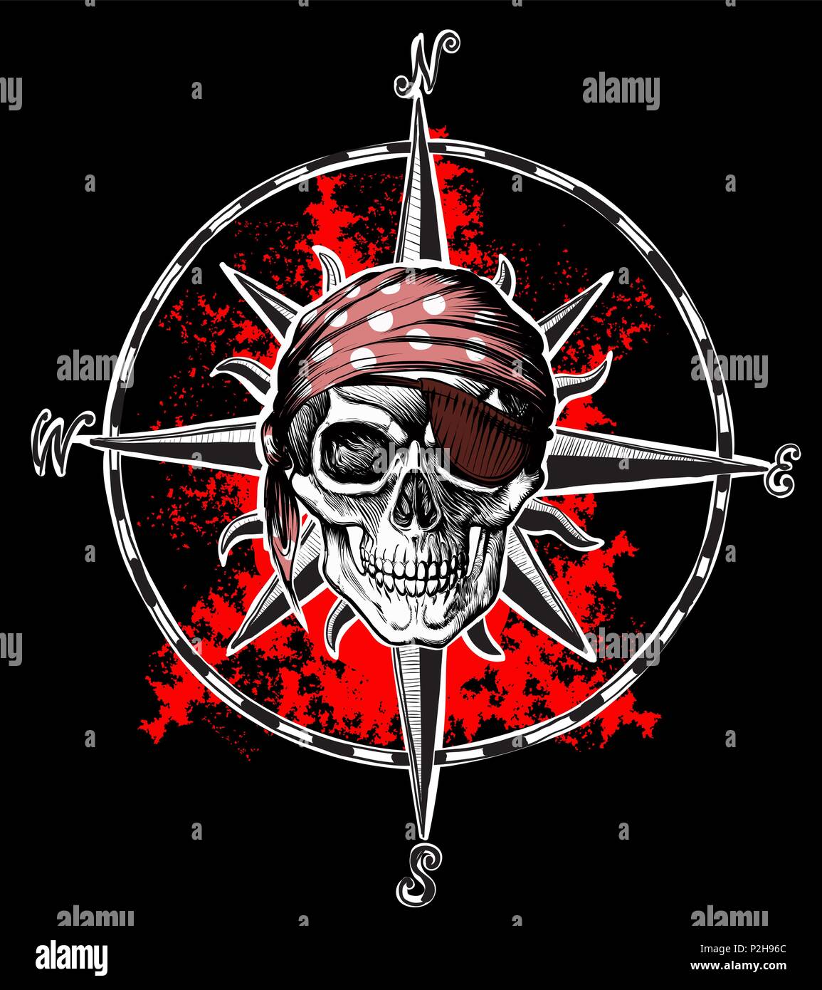 Windrose Schädel Stock Vektor