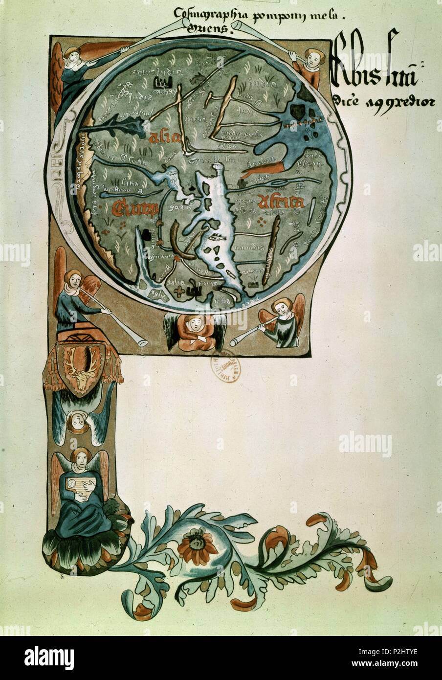 15. Jahrhundert. Reims Bibliothek. Frankreich. Autor: Mela, Pomponius. Lage: BIBLIOTECA, Reims, Frankreich. Stockfoto