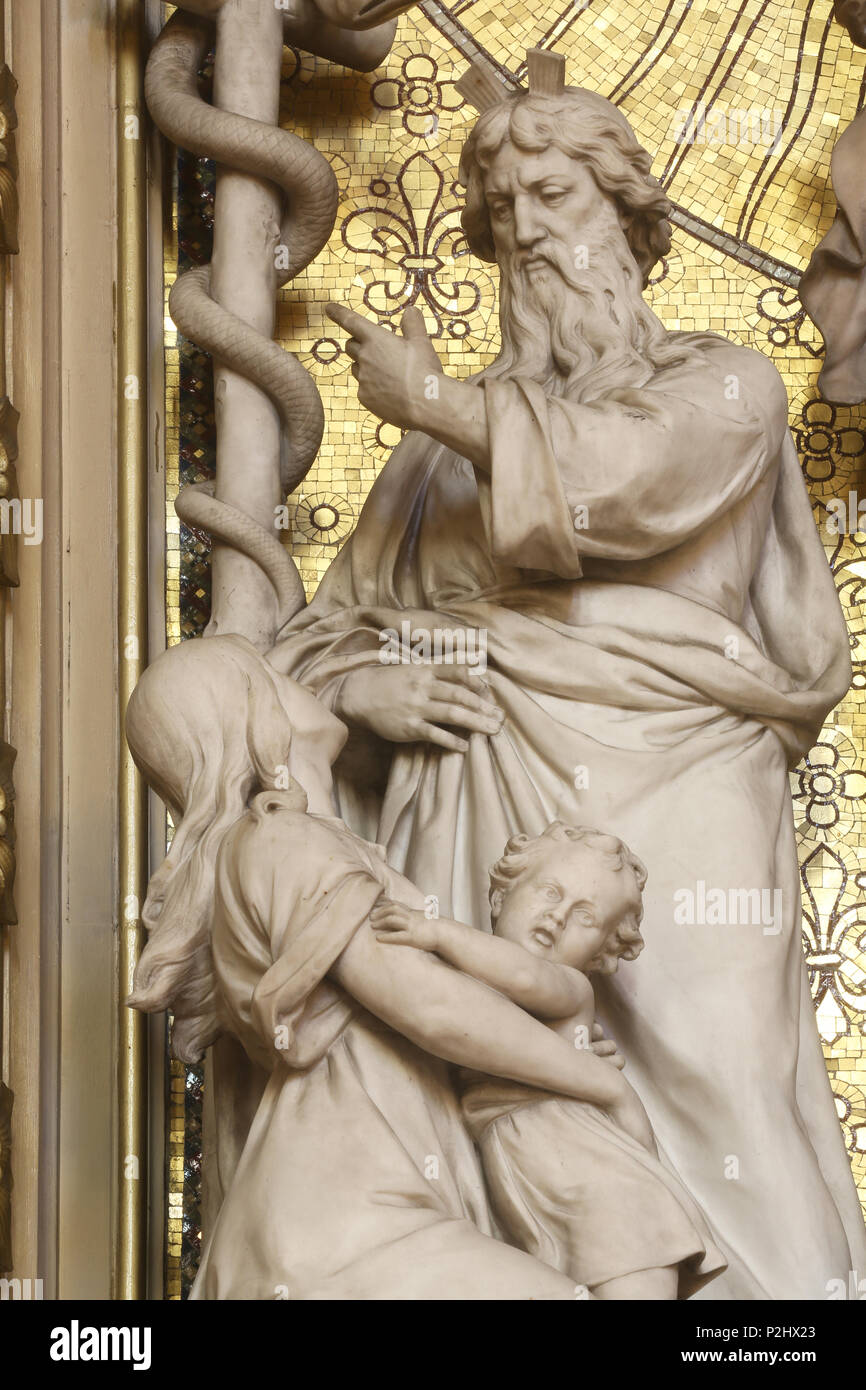 Mose hebt die Messing Schlange, Altar des heiligen Kreuzes in Zagreb Kathedrale Maria Himmelfahrt geweiht Stockfoto