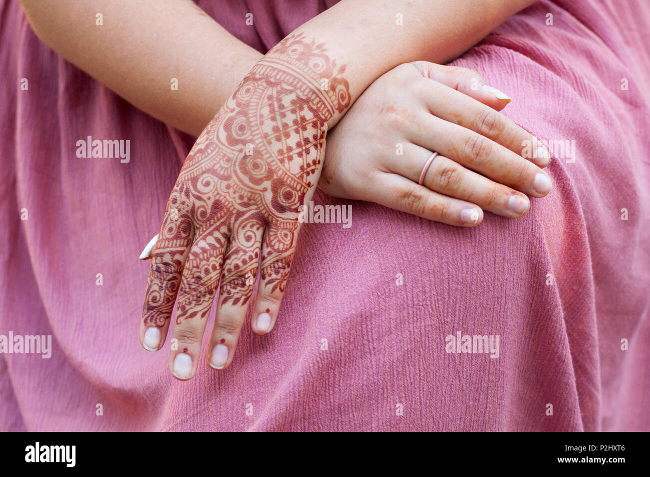 Frau Henna Dekorationen Stockfoto