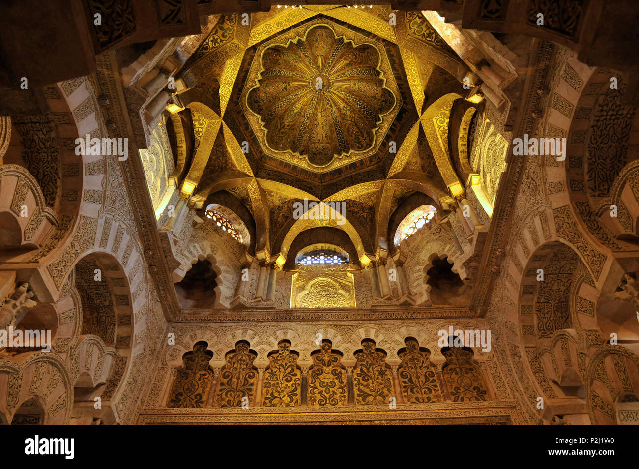 Kuppel des Mihrab in der Mezquita in Cordoba, Andalusien, Spanien Stockfoto