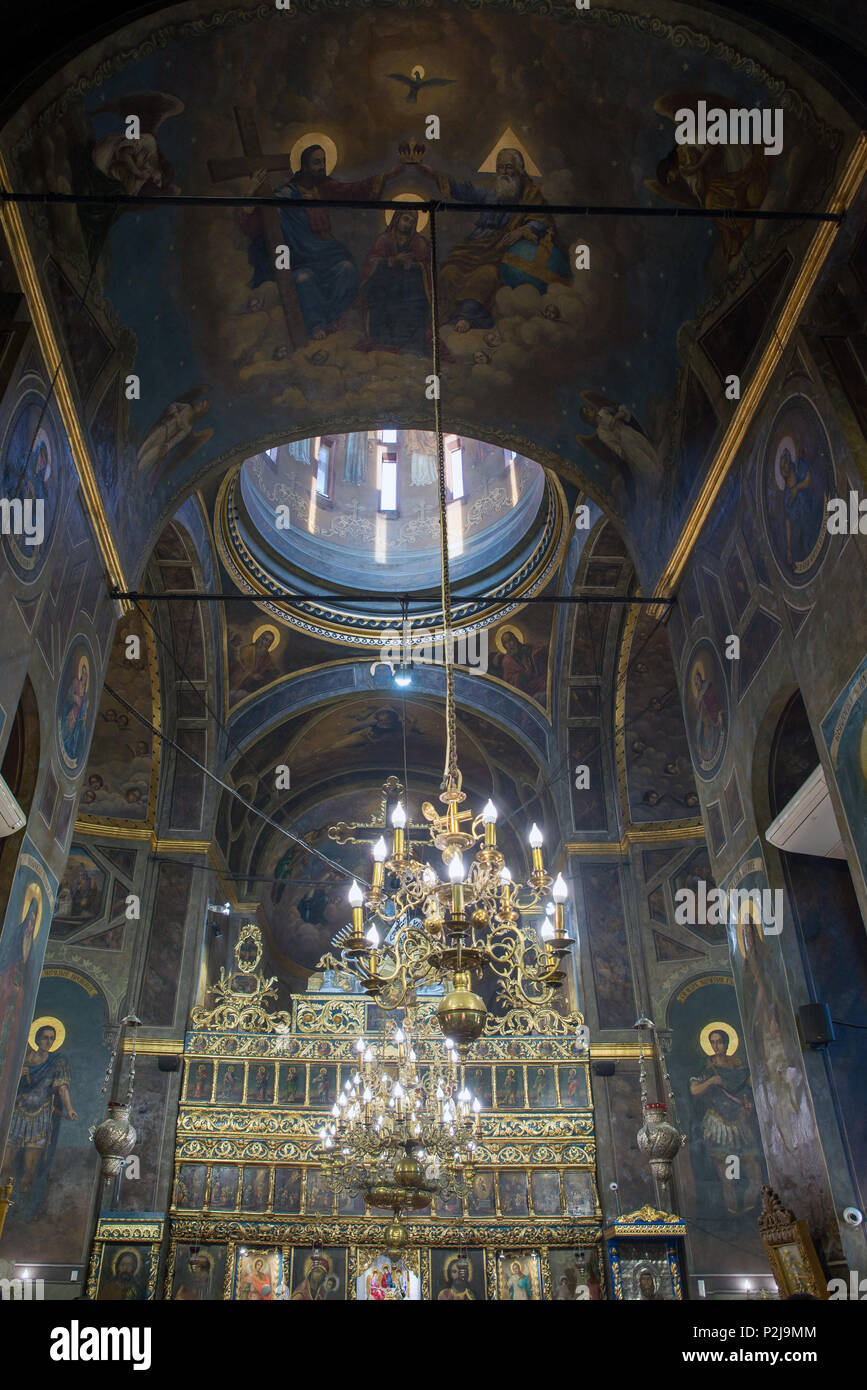 Bukarest, Rumänien - Juni 2, 2018: Innenraum Curtea Veche Kirche die älteste Kirche in einem Sommertag in Bukarest, Rumänien Stockfoto