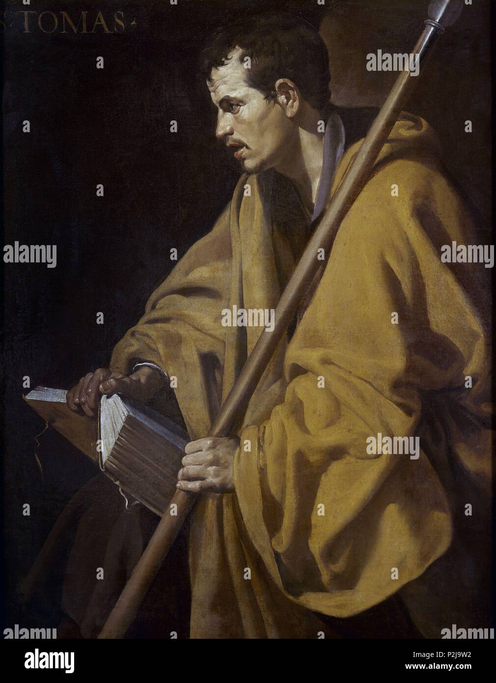 'Saint der Apostel Thomas', 1618-1620, Öl auf Leinwand, 95 x 73 cm. Autor: Diego Velázquez (1599-1660). Ort: MUSEUM DER BILDENDEN KÜNSTE, Frankreich. Stockfoto