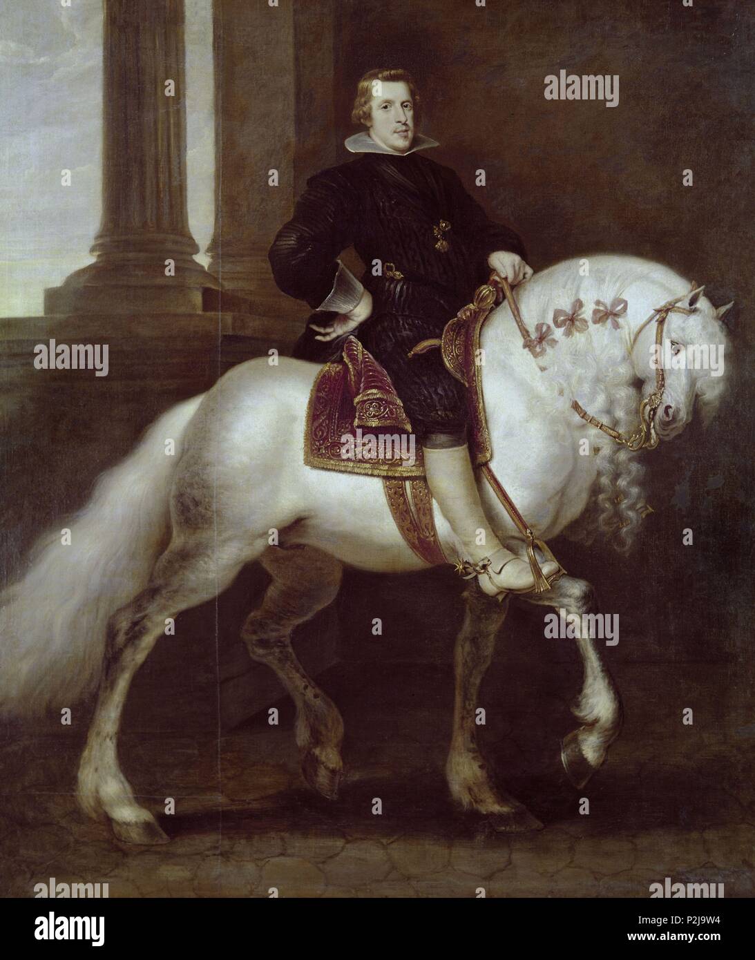 Equestrian portrait von Philipp IV., König von Spanien (1605-1665). Stockholm, Nationalmuseum. Autor: Gaspar de Crayer (1584-1669). Lage: das Nationalmuseum, Stockholm. Stockfoto
