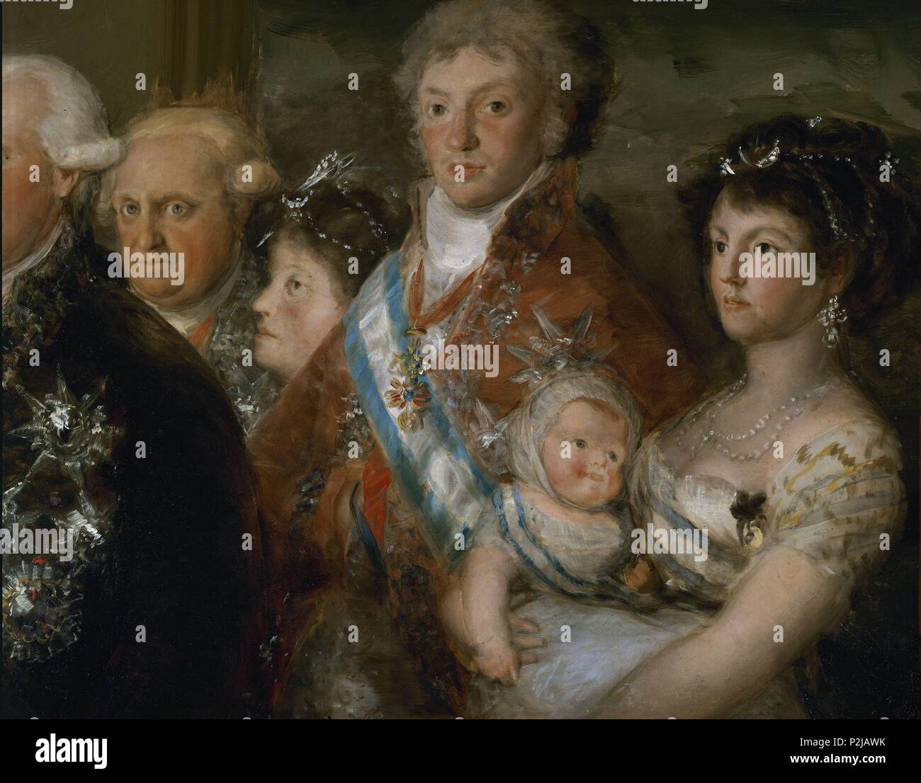 "Die Familie von Carlos IV." (Detail), 1800, Öl auf Leinwand, P 00726. Autor: Francisco de Goya (1746-1828). Lage: Museo del Prado - PINTURA, MADRID, SPANIEN. Stockfoto