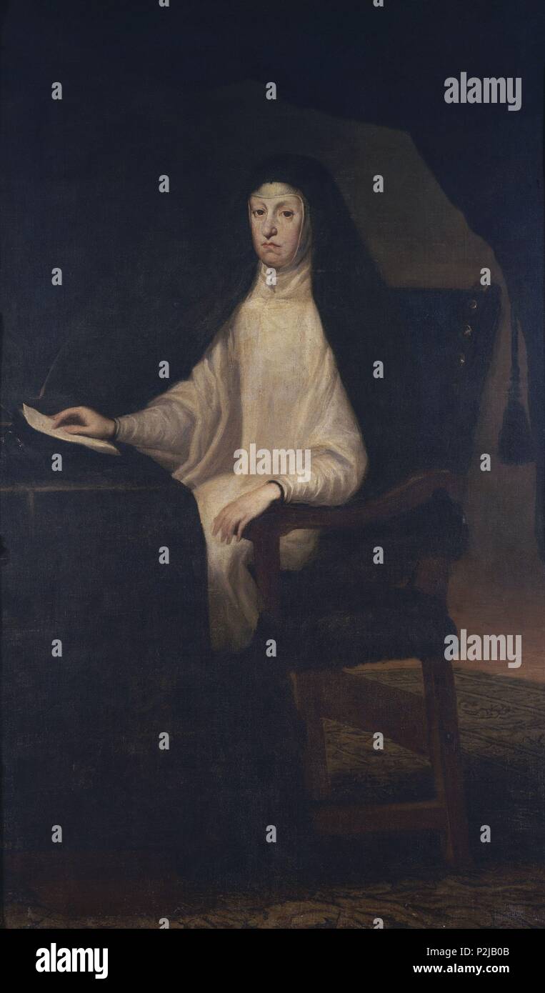 "Portrait von Mariana von Österreich", ca, 1675, Öl auf Leinwand, 178,5 x 115 cm, CE 0168. Autor: Juan Carreño de Miranda (1614-1685). Lage: MUSEO ROMANTICO - PINTURA, MADRID, SPANIEN. Stockfoto