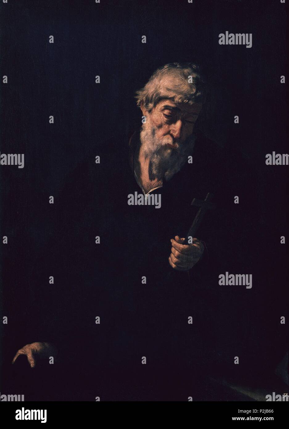 "Ein Einsiedler', 17. Jahrhundert, Spanish School, Öl auf Leinwand, 128 cm x 93 cm, P 01116. Thema:: Lanfranco (1591-1652). Lage: Museo del Prado - PINTURA, MADRID, SPANIEN. Stockfoto