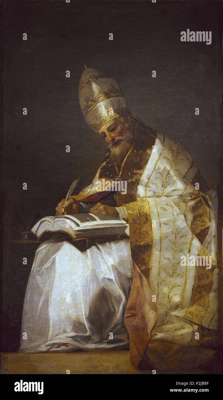 "Papst Gregor I', 1796-1799, Öl auf Leinwand, 191,5 x 116 cm, CE 0021. Autor: Francisco de Goya (1746-1828). Lage: MUSEO ROMANTICO - PINTURA, MADRID, SPANIEN. Stockfoto