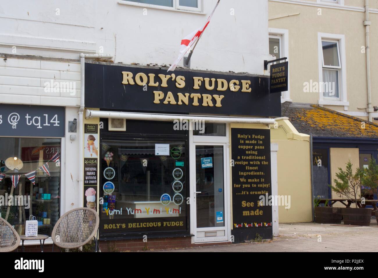 Roly's Fudge Pantry Shop im Dreieck, Teignmouth, South Devon Stockfoto