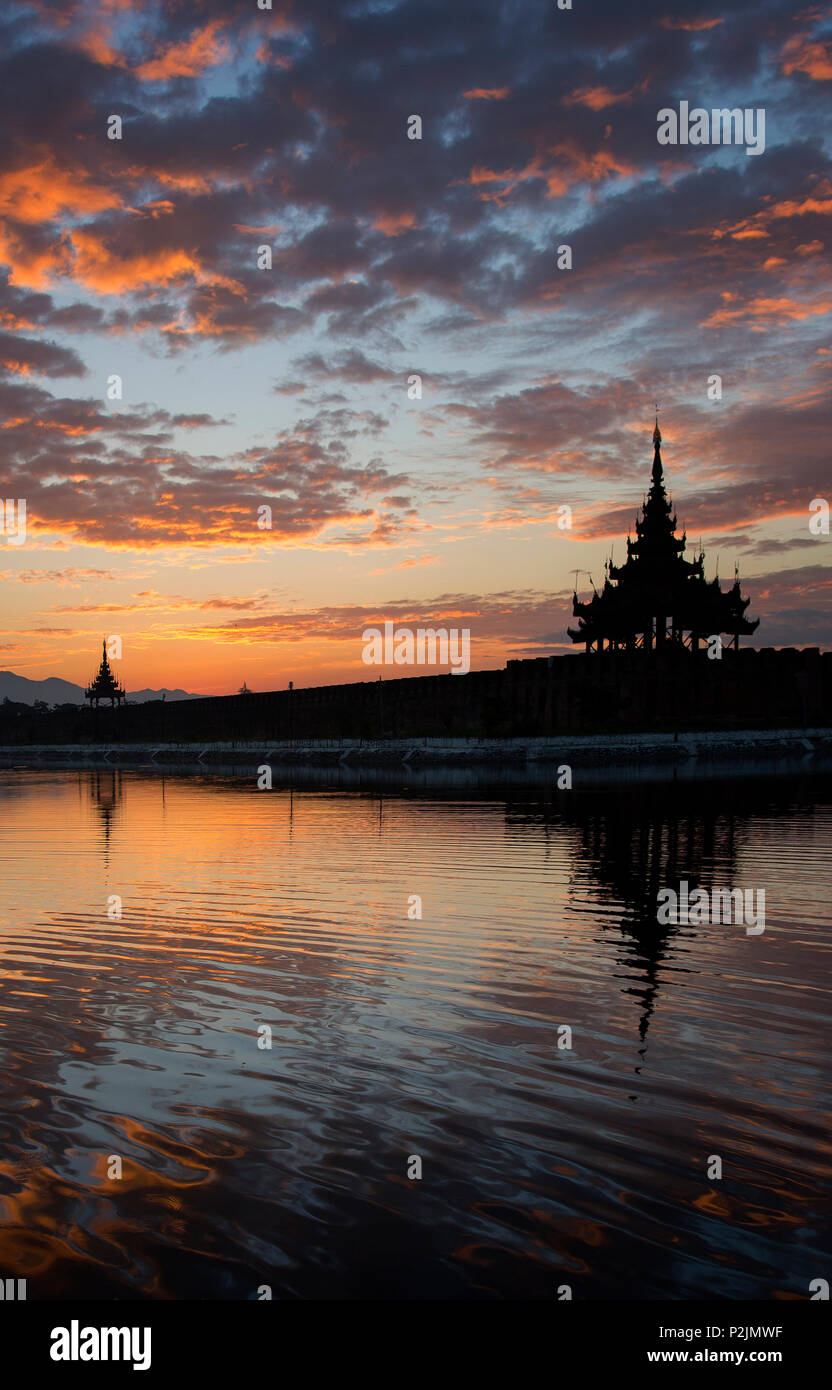 Mandalay Fort Bei Sunrise Myanmar Stockfoto