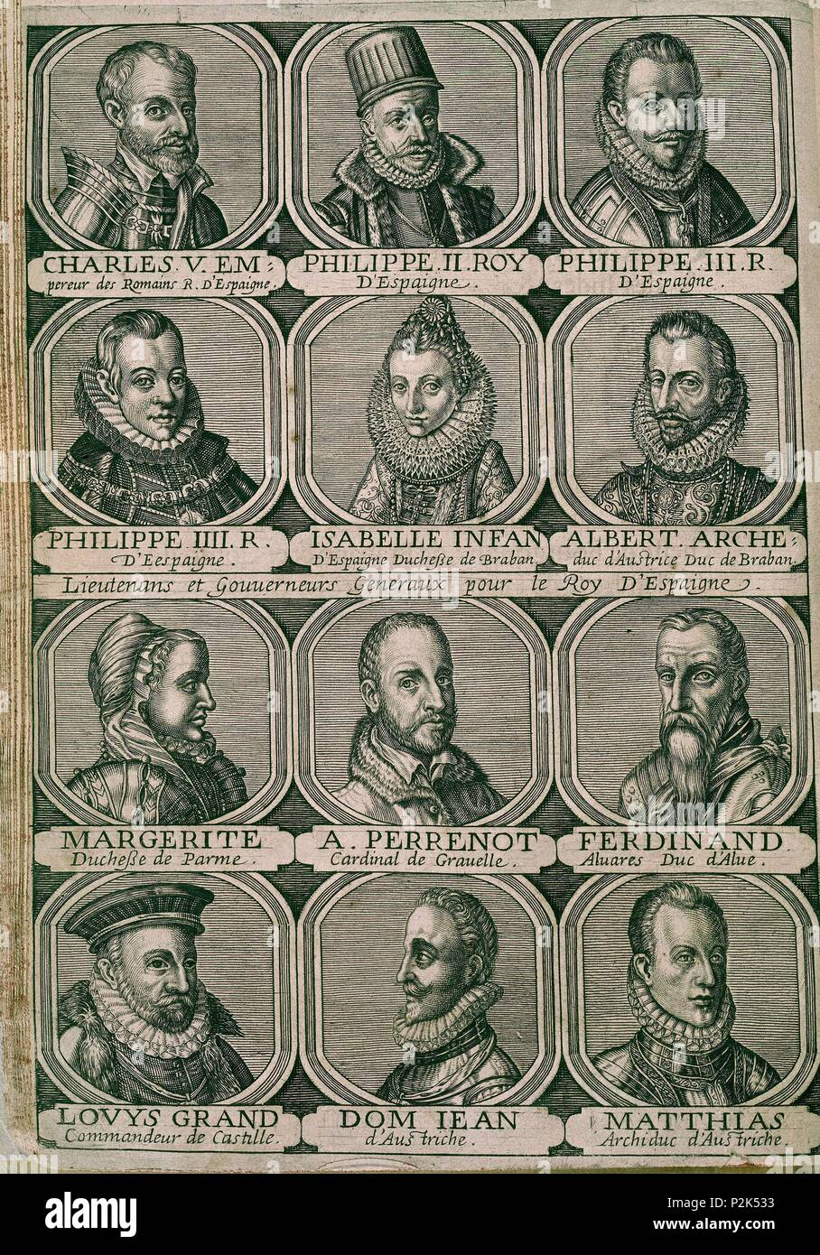 2/33271 GOBERNADORES DE LOS PAISES BAJOS - S XVI/XVII. Lage: Biblioteca Nacional - COLECCION, MADRID, SPANIEN. Stockfoto