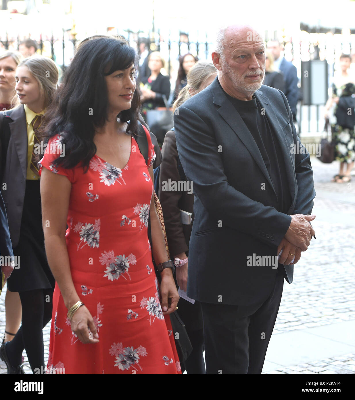 Foto muss Gutgeschrieben © Alpha Presse 079965 15/06/2018 Dave Gilmour werden mit seiner Frau Polly Samson Service der Danksagung für Professor Stephen Hawking von Westminster Abbey in London Stockfoto