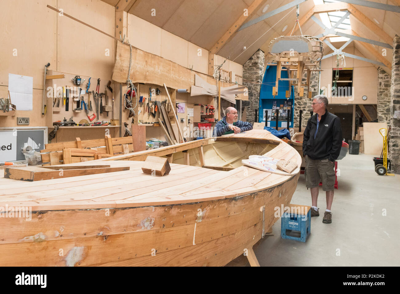 Die boatshed, Portsoy, Aberdeenshire, Schottland - durch Freiwillige für comminity Bootsbau Bootsbau Projekte und Schule Bootsbau Sitzungen ausgeführt werden Stockfoto