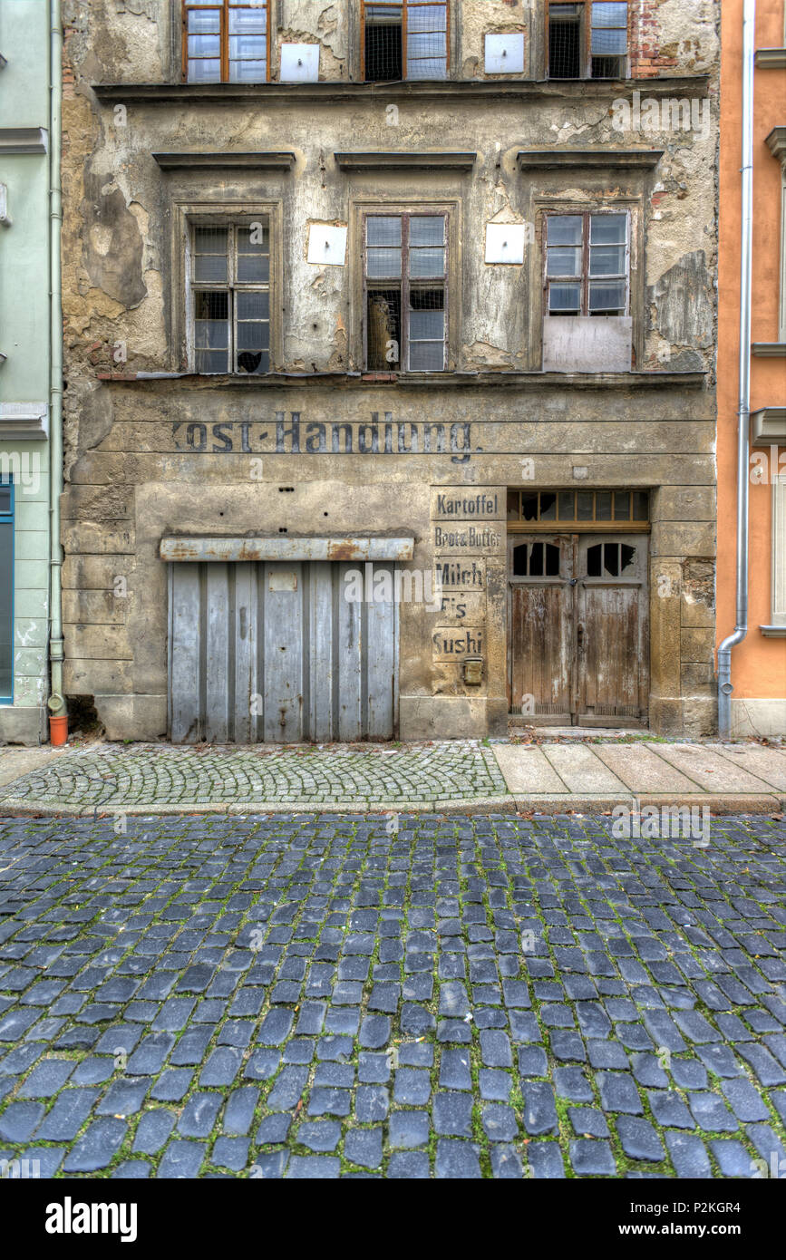 Reihe von Häusern im Krischelstrasse in der Europäischen Stadt Görlitz, Sachsen, Deutschland Stockfoto
