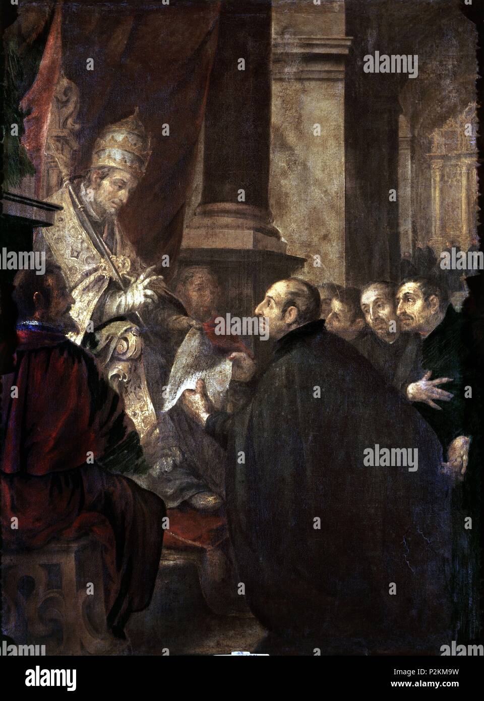 Paul III., Papst von 1534 bis 1549. Juan de Valdés Leal (1622-1690). Papst Paul III. mit der Bulle In St. Ignacio, so dass er seine eigene Firma in 1540 erstellen können. Sevilla, das Museum der Feinen Künste, das Kloster Mercedarias Calzada. Autor: Juan de Valdés Leal (1622-1690). Lage: das Museo DE BELLAS ARTES - CONVENTO DE LA MERCED CALZAD, Sevilla, Sevilla, Spanien. Stockfoto