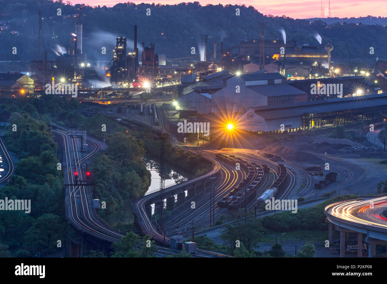 US STEEL CORPORATION EDGAR THOMSON ANLAGE MONONGAHELA RIVER BRADDOCK ALLEGHENY COUNTY PENNSYLVANIA USA Stockfoto