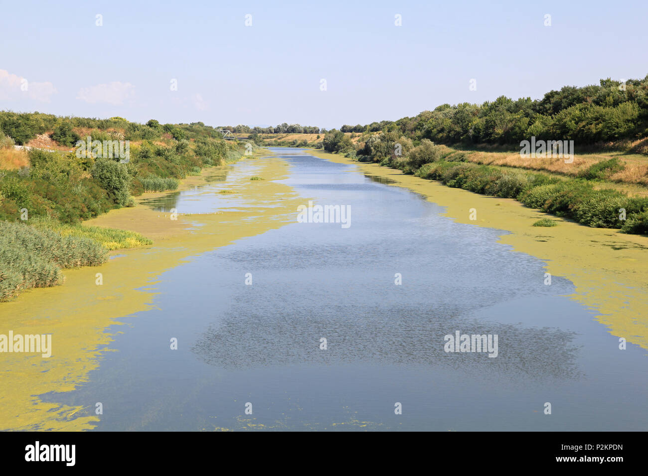 Künstliche Wasserstraße Canal in der Vojvodina in Serbien Stockfoto