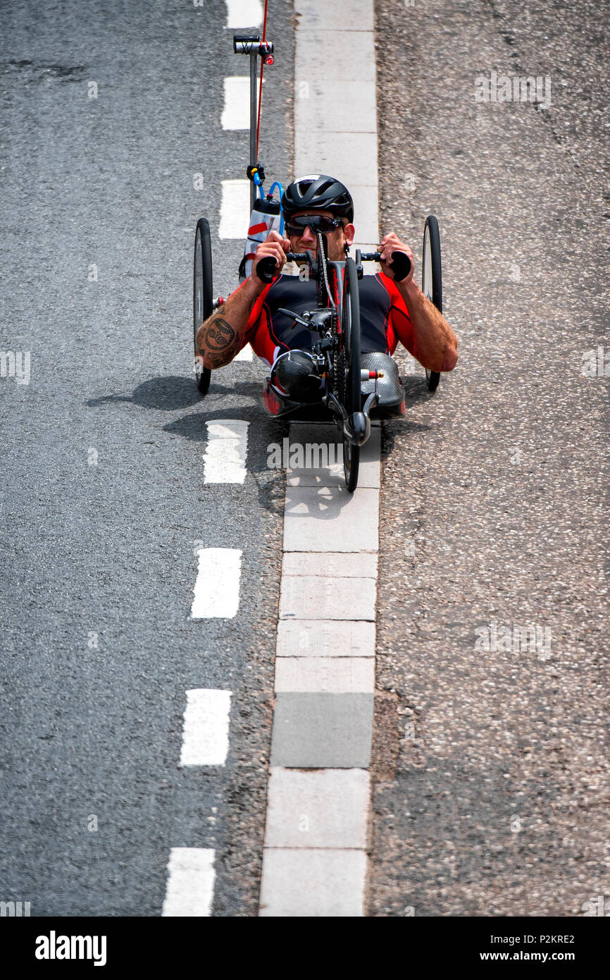 Ehemalige Royal Marine Commando Joe Townsend, der Commonwealth Gold bei den Herren Para gewonnen - triathlon. Stockfoto