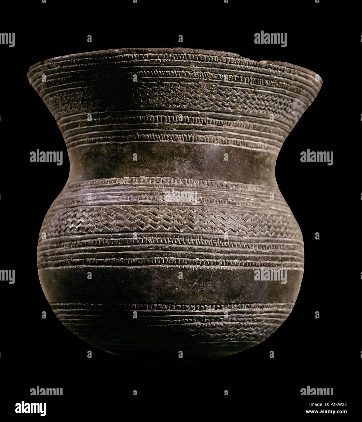 Glockenförmige Vase von Bernay. Eisenzeit. Madrid, Nationalmuseum für Archäologie. Lage: MUSEO ARQUEOLOGICO NACIONAL - COLECCION, SPANIEN. Stockfoto