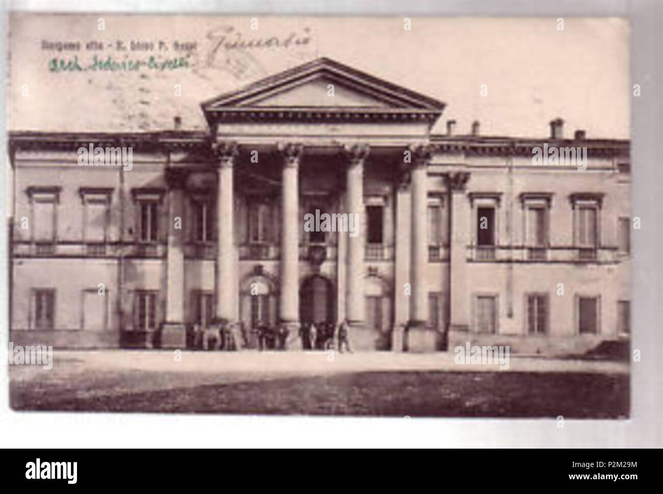 . Englisch: cvfg. 2. Januar 1924. Ptr 11 48 Liceo Classico Paolo Sarpi - Bergamo-Frontale - cartolina del 1924 Stockfoto