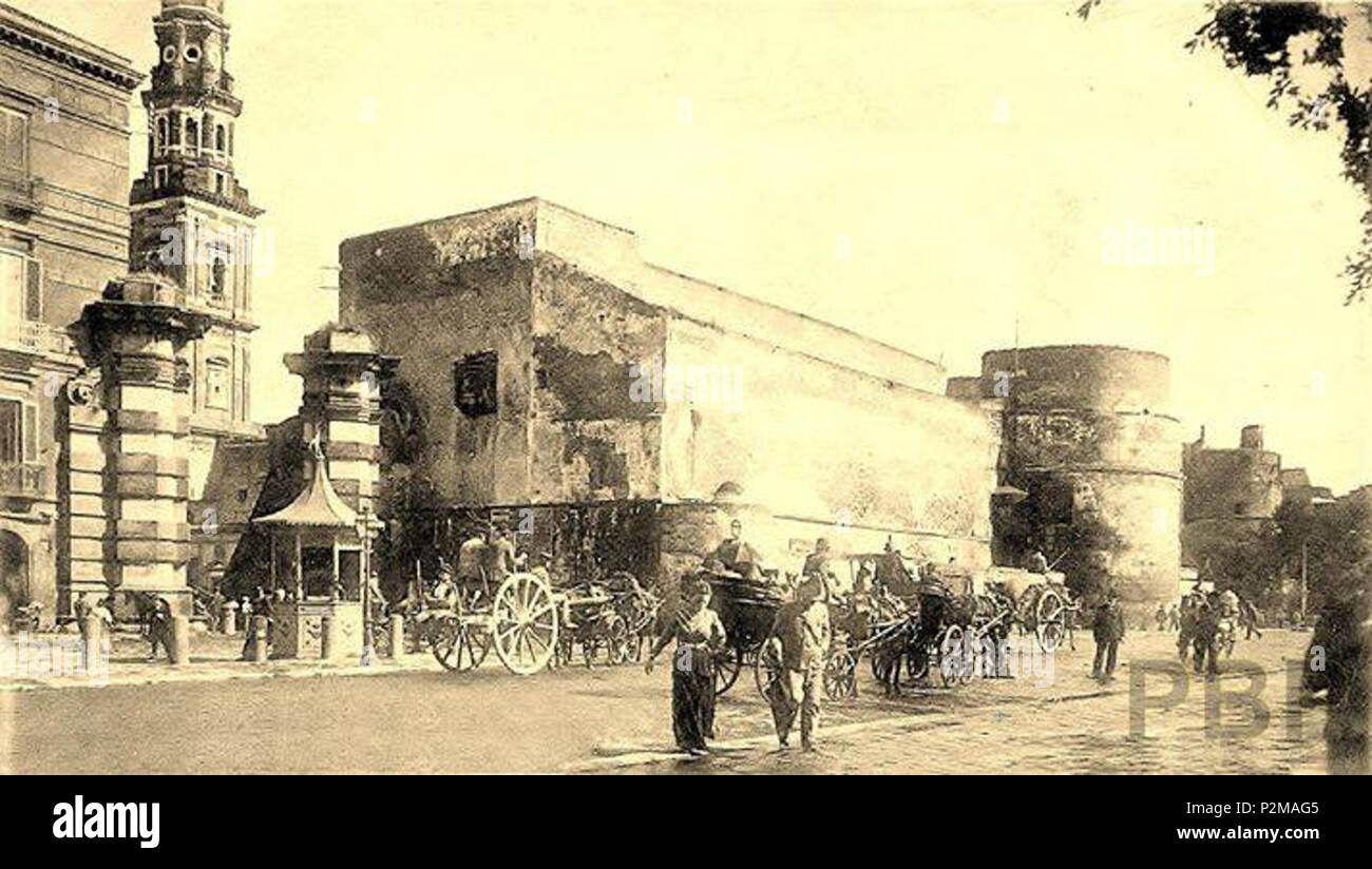 . Italiano: Neapel, Via Marina - Vado del Carmine e Castello del Carmine. sconosciuto Autore. Vor 1906. Unbekannt 63 Napoli, Vado e Castello del Carmine Stockfoto