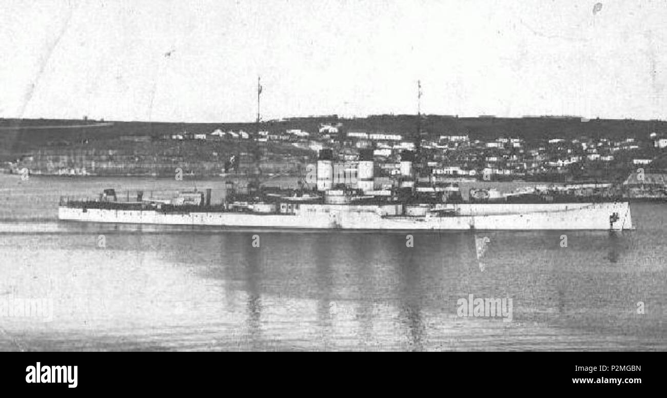 . Englisch: Die Italienische pre-dreadnought Schlachtschiff Roma. zwischen 1908 und 1927. Tagesplan, 42 Italienische Schlachtschiff Roma (1907) Stockfoto