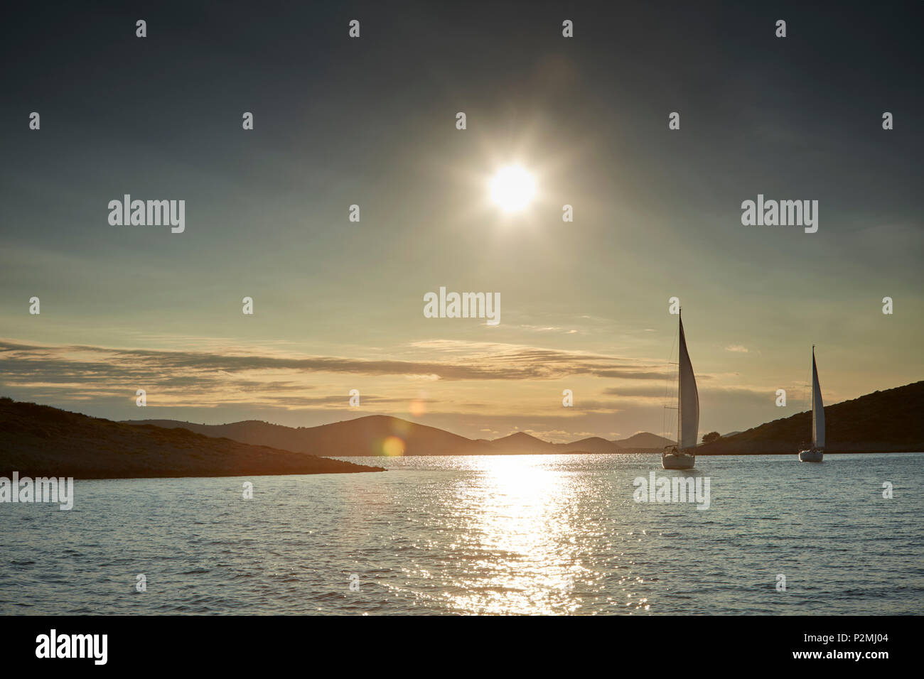 Segelyachten, Segelboote, Kornati Inseln, Adria, Kroatien Stockfoto