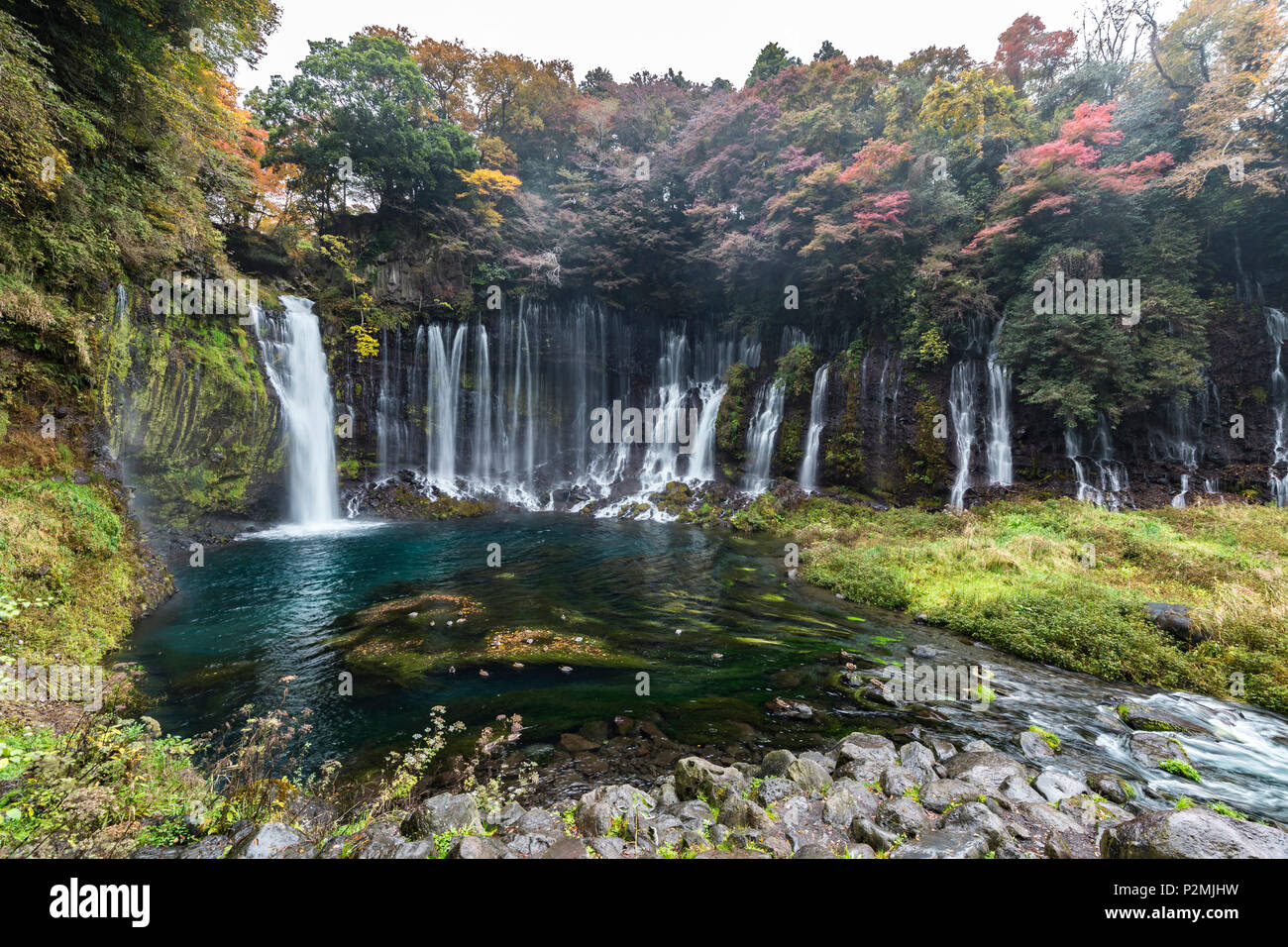 Shiraito Wasserfälle im Herbst, Fujinomiya, Präfektur Shizuoka, Japan Stockfoto