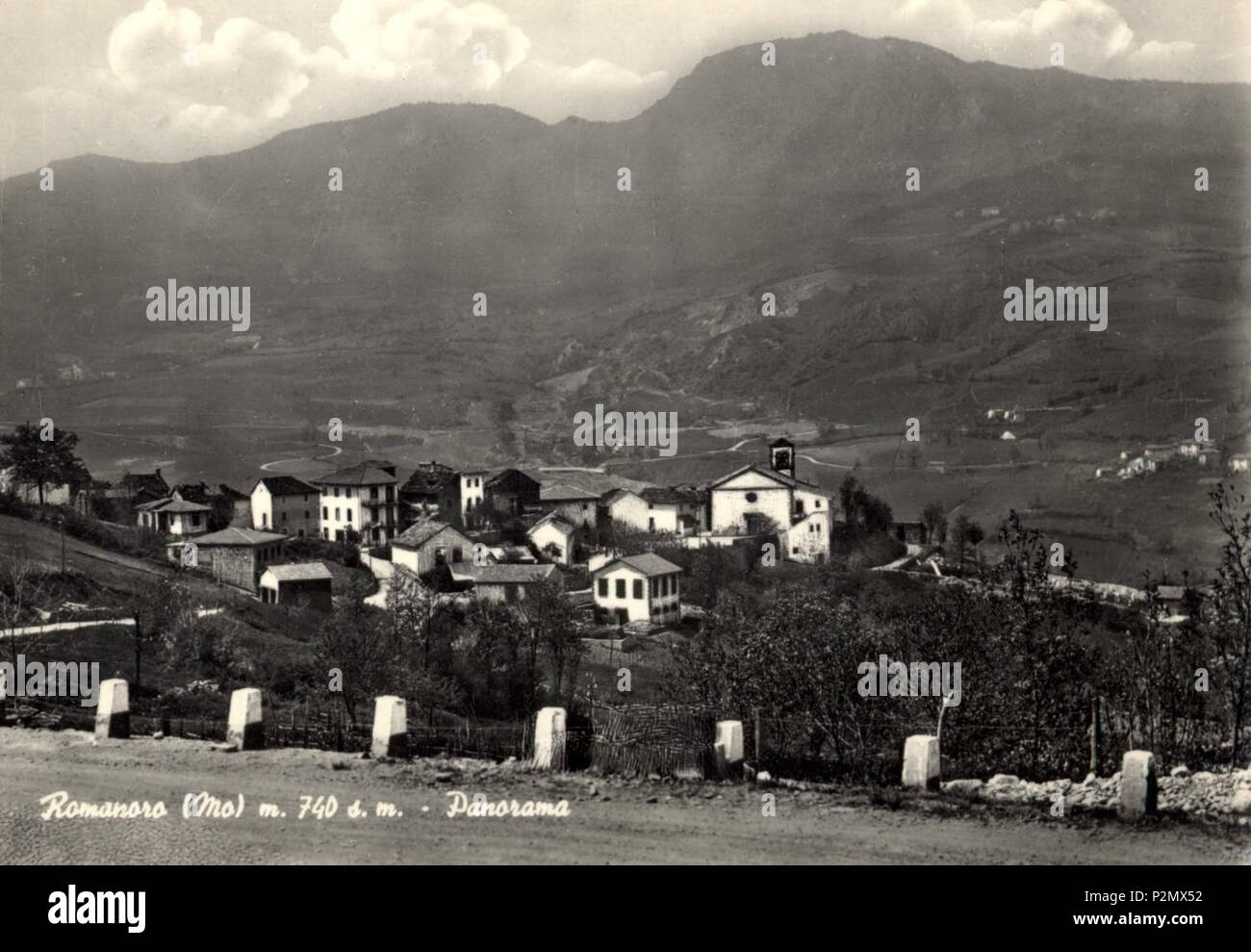 . Englisch: Geschichte rendiring dieses Dorfes. 22. Februar 2010. Unbekannt 77 Romanoro 1964 ca. Stockfoto