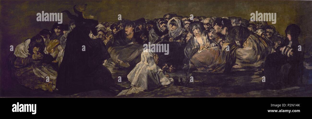 "Aeropuerto oder der Hexensabbat", 1820-1823, Öl auf Wand, 140,5 x 435,7 cm, P 00761. Autor: Francisco de Goya (1746-1828). Lage: Museo del Prado - PINTURA, MADRID, SPANIEN. Stockfoto