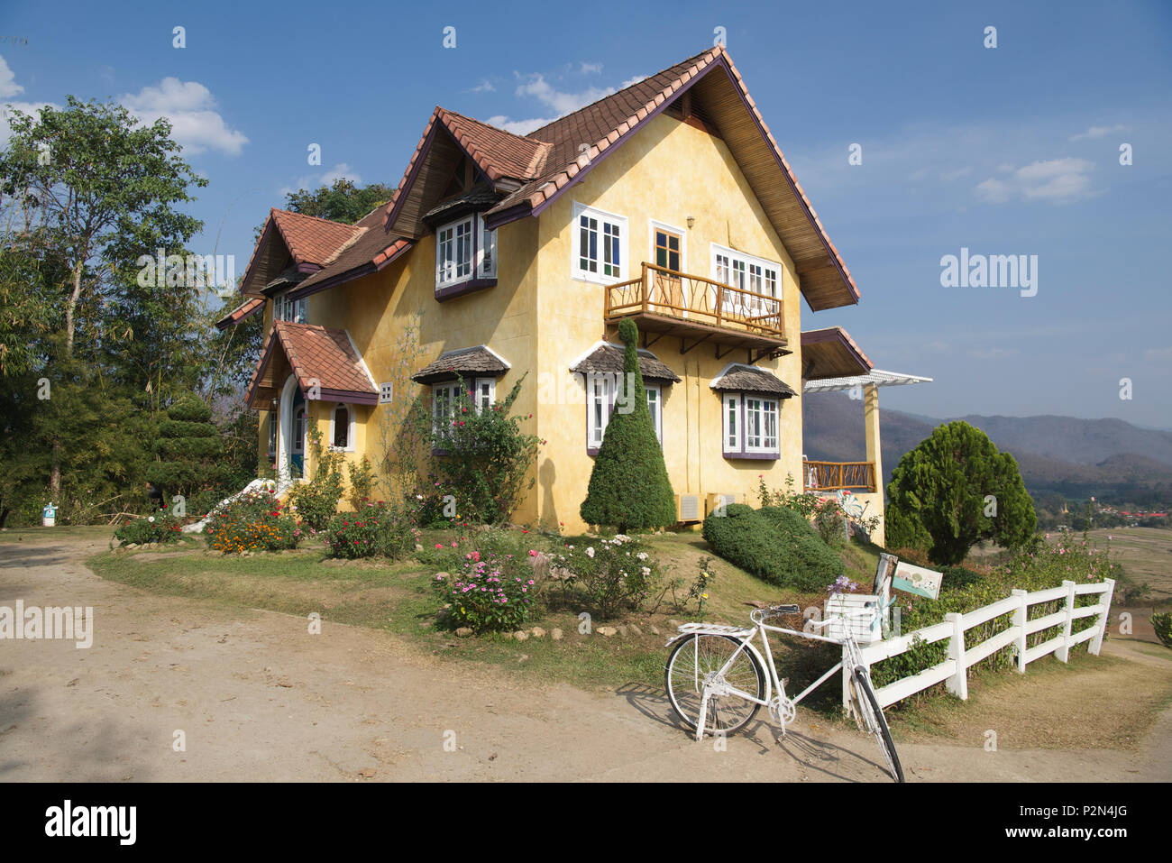 Landmark gelbe Haus Pai Mae Hong Son Provinz Northern Thailand Stockfoto