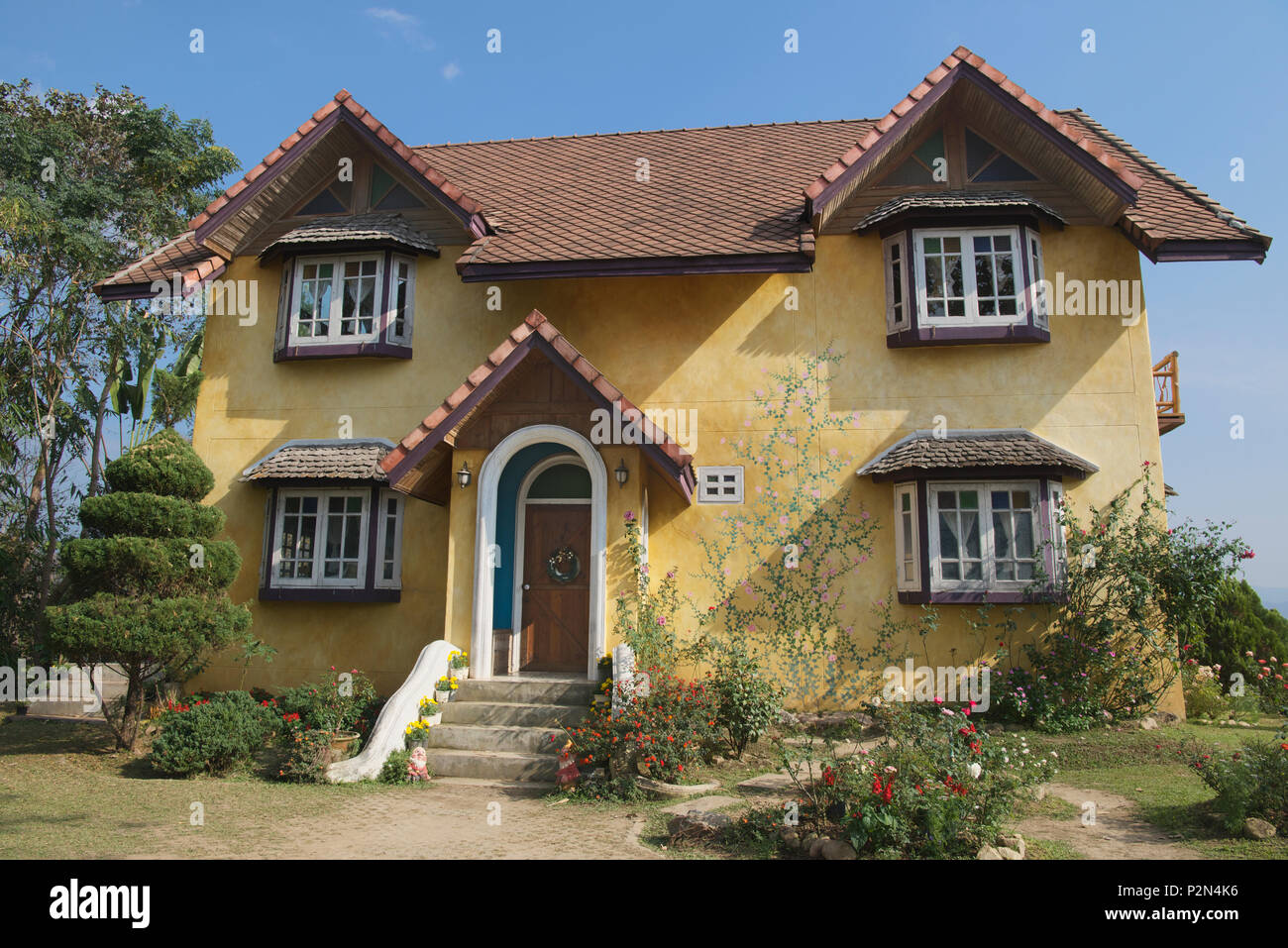 Landmark gelbe Haus und Chinesischen Film Lage Pai Mae Hong Son Provinz Northern Thailand Stockfoto