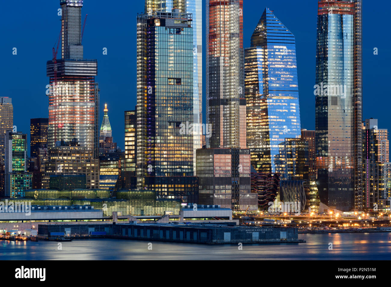 USA, Amerikanische, New York, Manhattan, den Hudson River Hudson Yards Entwicklung im Bau Stockfoto