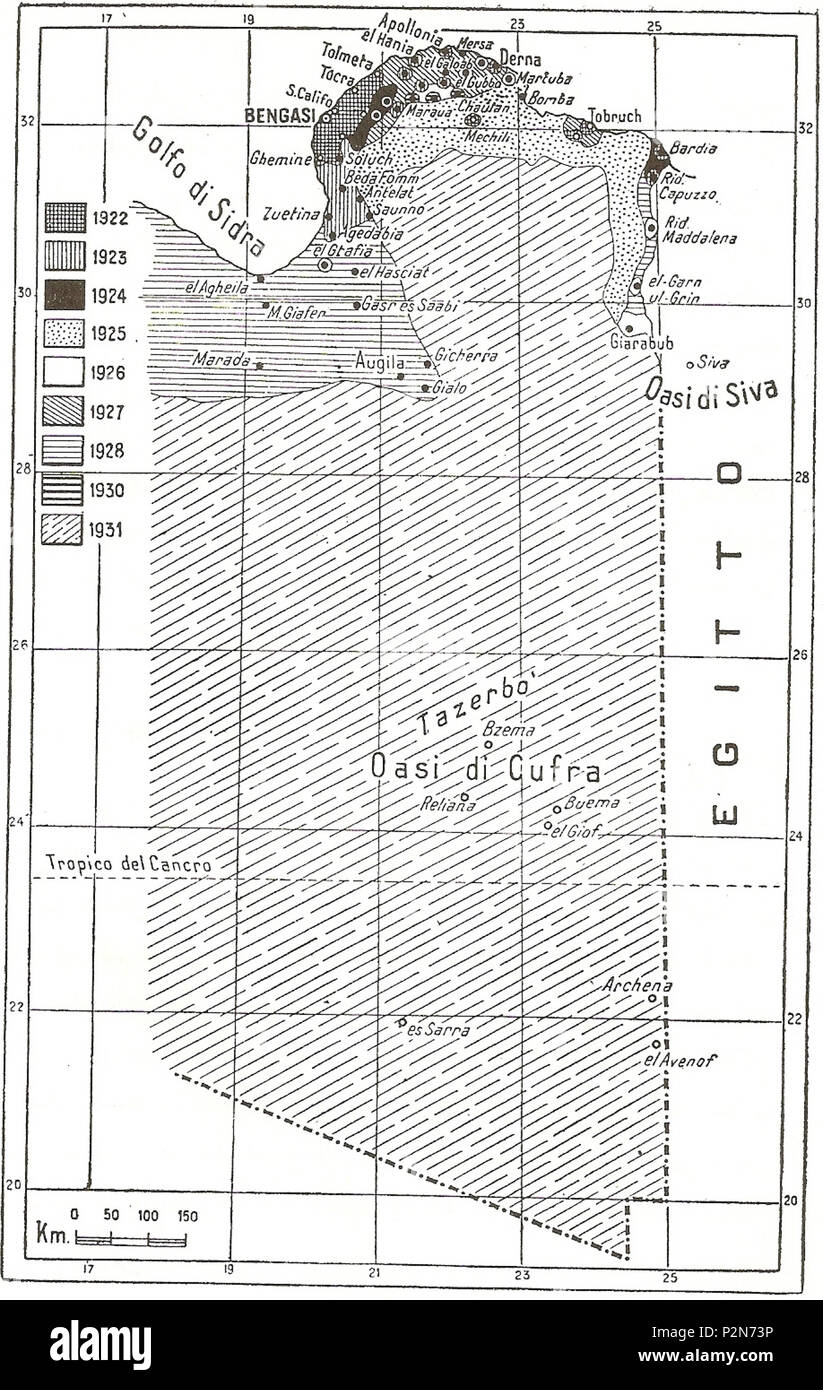 Englisch: Italienisch Befriedung der Cyrenaika (1923-1931).  ???????:???????? ???????? ????? (1923-1931). ca. 1930.. Das italienische  Ministerium für die Kolonien 67 Befriedung der Cyrenaika Stockfotografie