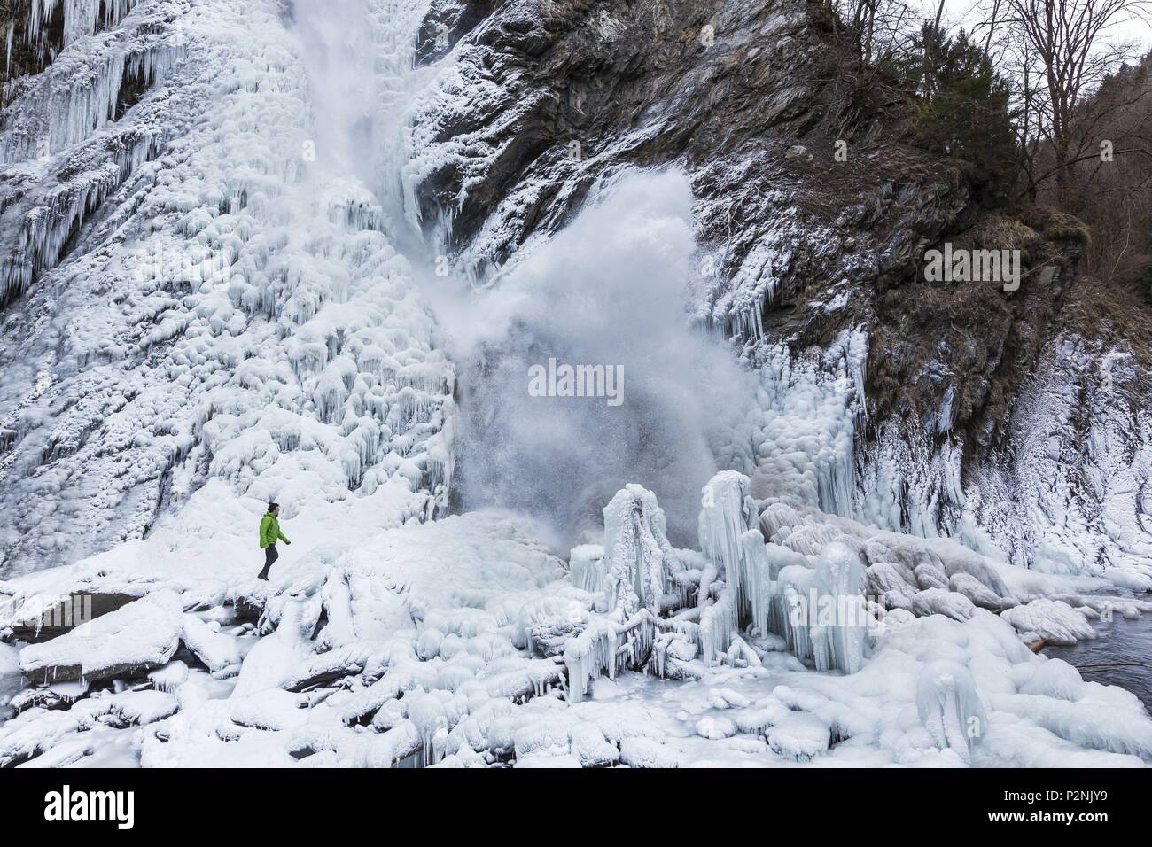 Frankreich, Savoyen, Aigueblanche, Les Rousses, Tarentaise, Massiv der Vanoise, der Wasserfall von Morel Stockfoto