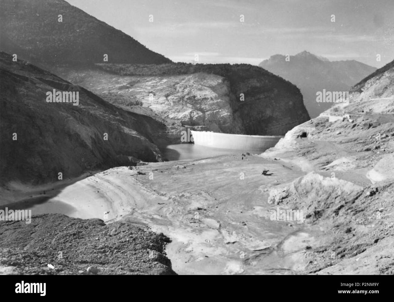 . Englisch: Bergsturz von Vajont Staudamm disaster, 10. Okt 1963. 10. Oktober 1963. Unbekannt 90 Vajont Staudamm 1963 Stockfoto