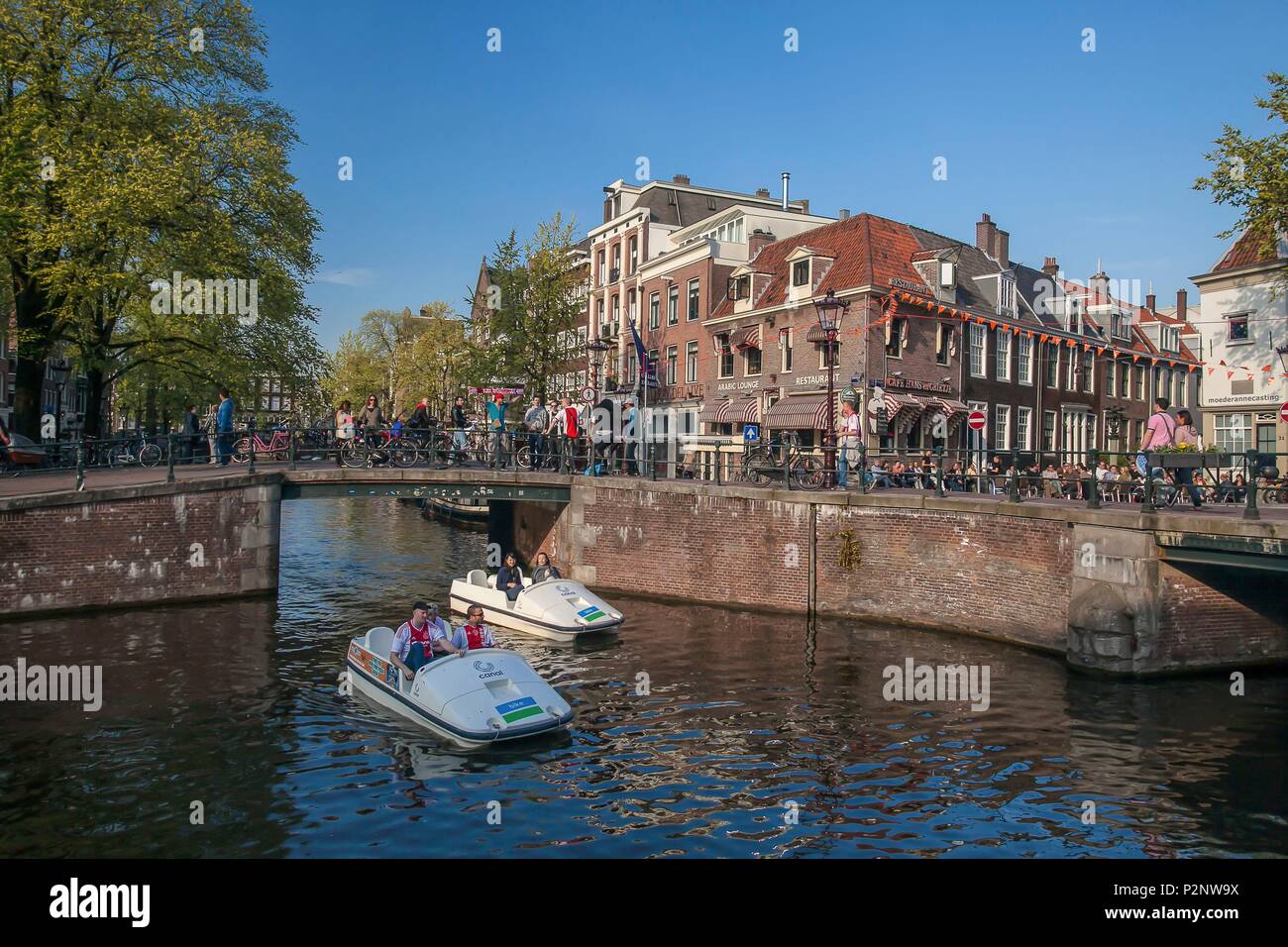 Niederlande, Provinz Nord Holland, Amsterdam, konzentrischen Kanälen im 17. Jahrhundert, als Weltkulturerbe von der UNESCO an der Ecke Spiegelgracht und Lijnbaansgracht Straßen Stockfoto