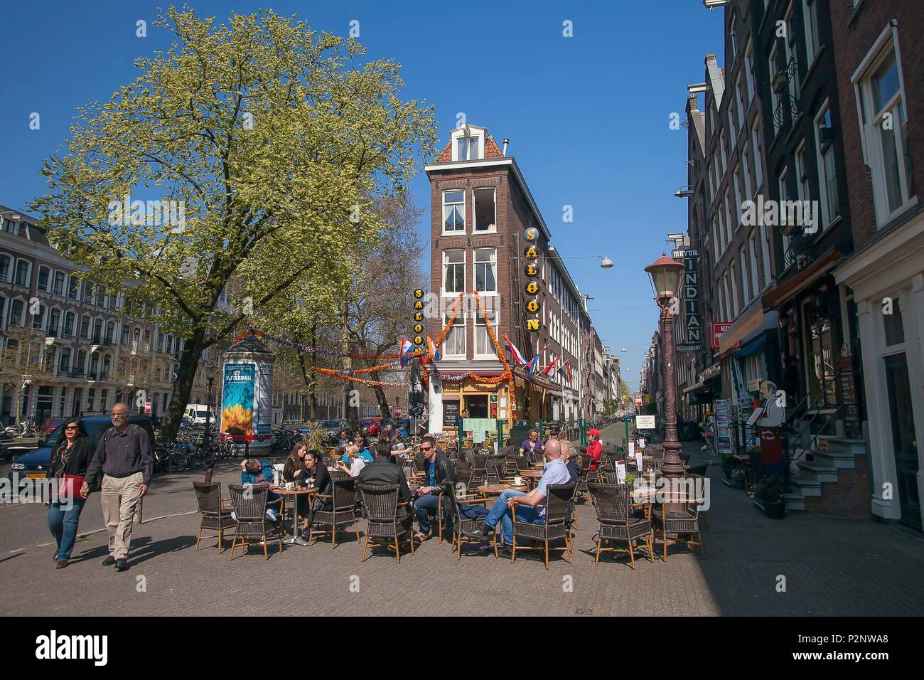 Niederlande, Provinz Nord Holland, Amsterdam, Kaffee Terrassen bei 203 Korte Leidsedwarsstraat Stockfoto