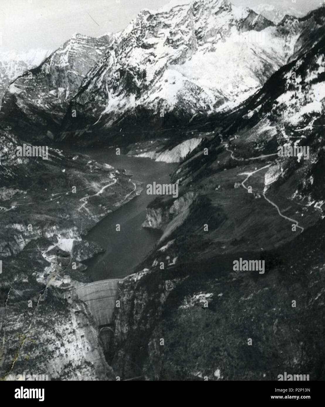 . Englisch: Vajont Tal im Jahr 1960, vor dem Vajont Unglücks. 1960. Unbekannt 90 Valle del Vajont 1960 Stockfoto