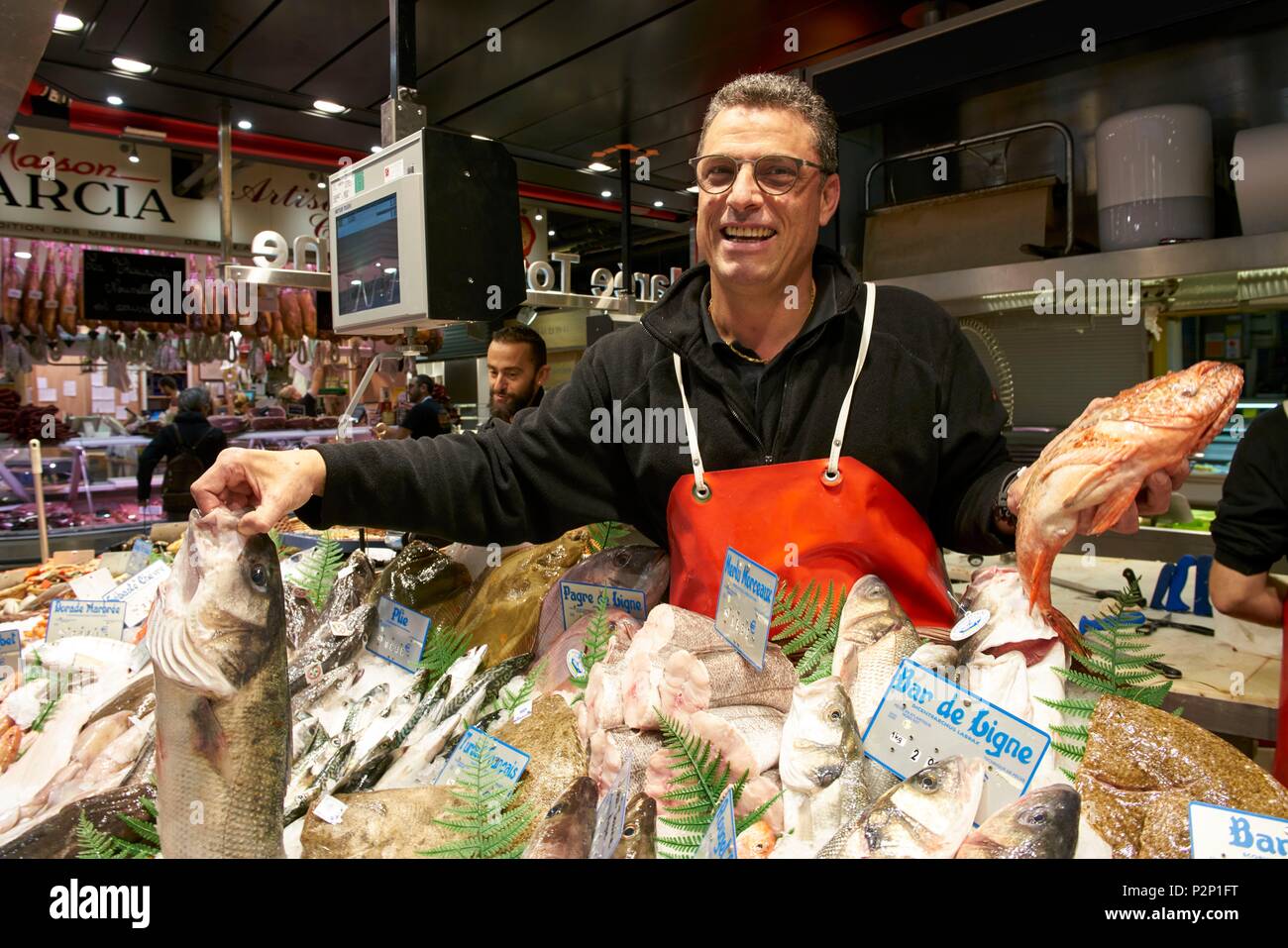 Frankreich, Haute Garonne, Toulouse, Victor Hugo, Christophe Leveau Company, La Maree Toulousaine Fischhändler Stockfoto