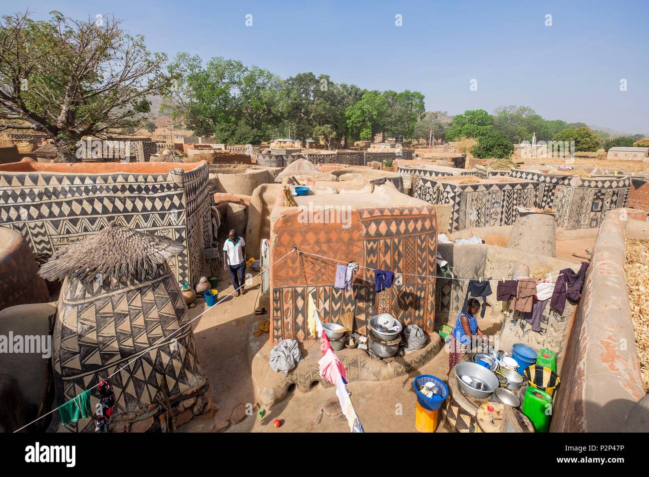 Burkina Faso, Center-Sud Region, Provinz Nahouri Tiebele, der königliche Hof ist ein außergewöhnliches Zeugnis der Kassena Traditionen und Architektur Stockfoto