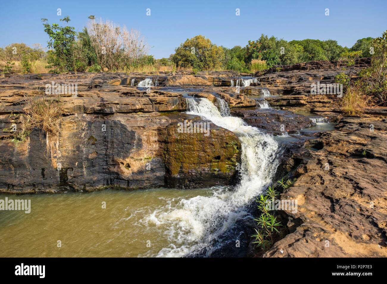 Burkina Faso, Banfora, Capitale der Kaskaden Region und Comoe Provinz, karfiguela Wasserfälle oder Banfora Wasserfällen entlang Comoe Fluss Stockfoto