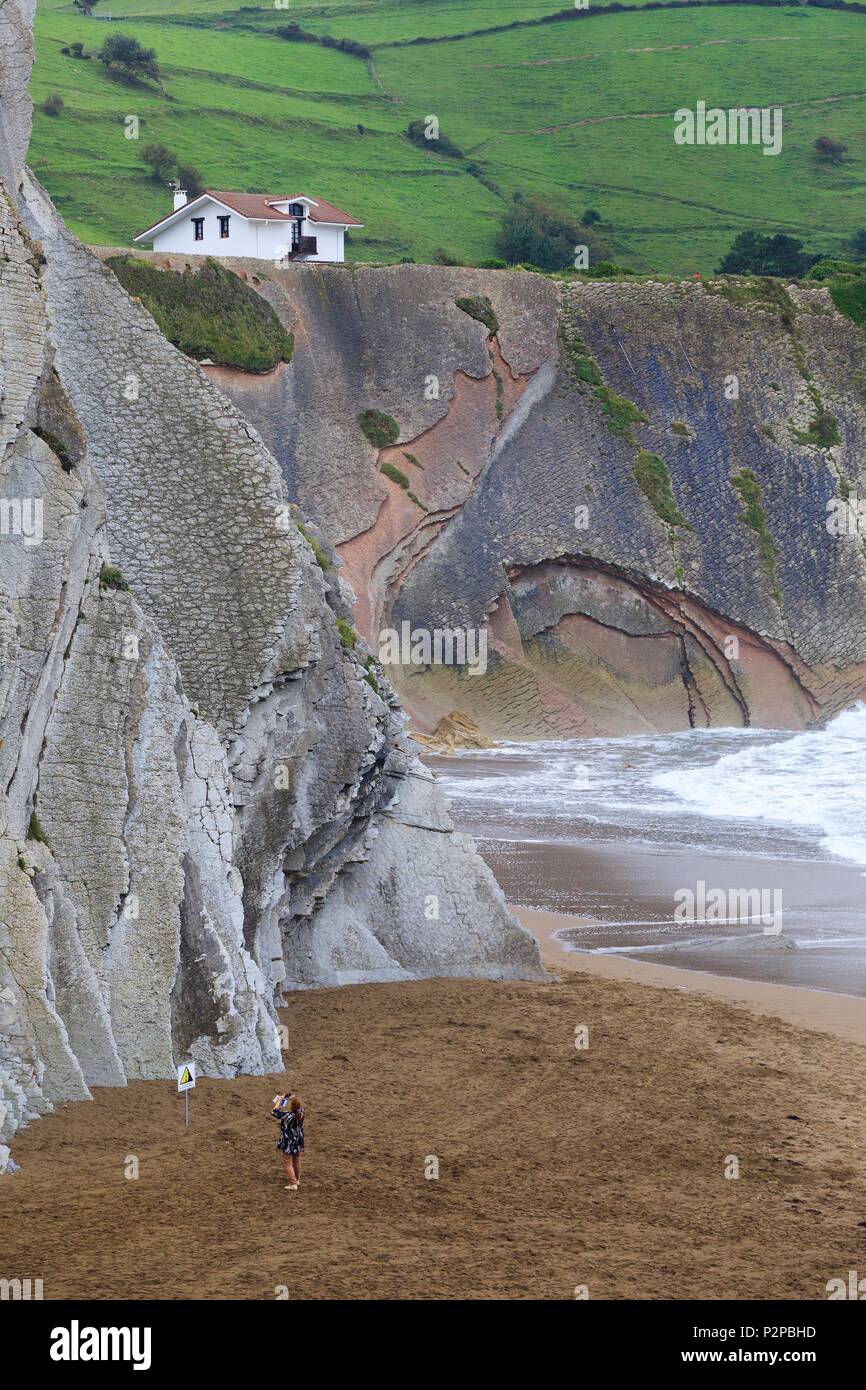 Spanien, Baskenland, Guipuscoa, Zumaia, Falaises de Flysch Stockfoto