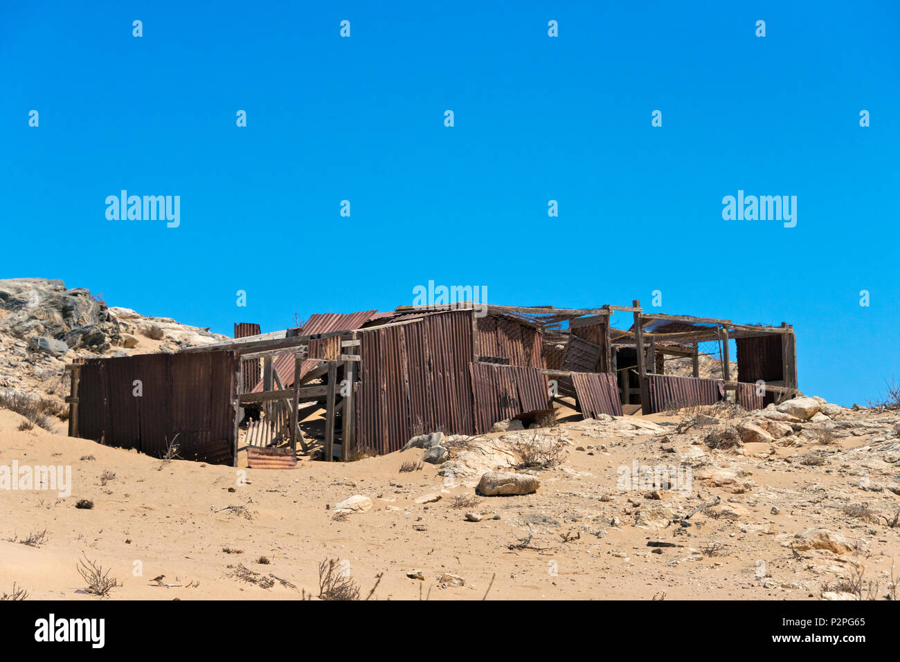 Verlassene Gebäude, Frankenhaus, Kolmanskuppe, eine Wüste Geisterstadt 20 km außerhalb von Lüderitz, Kalahari Wüste, Karas Region, Namibia Stockfoto