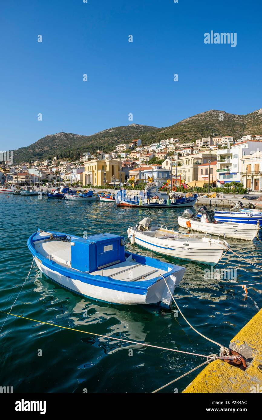 Griechenland, Insel Samos, Vathy (Samos) ist die Hauptstadt der Insel, dem Hafen Stockfoto